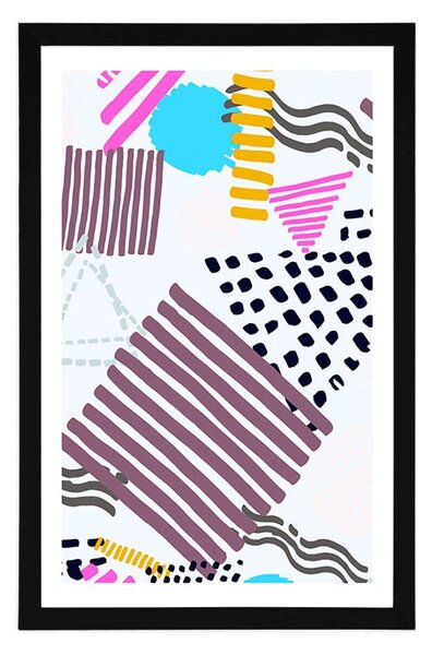 Poszter paszportuval Memphis minta pop art stílusban