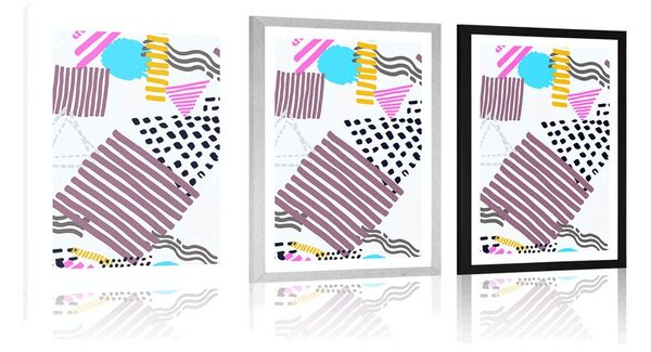 Poszter paszportuval Memphis minta pop art stílusban