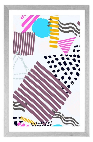 Poszter paszportuval Memphis minta pop art stílusban