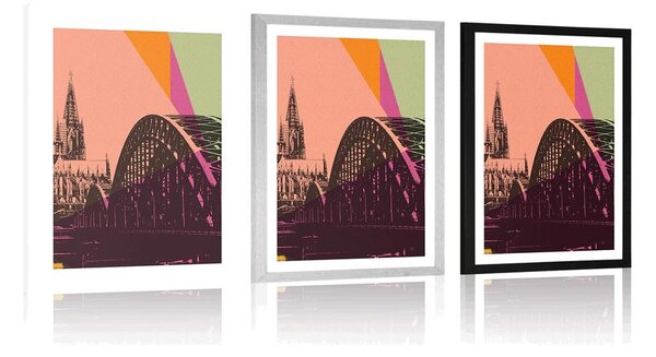 Poszter paszportuval Köln városdigitális illusztrációja