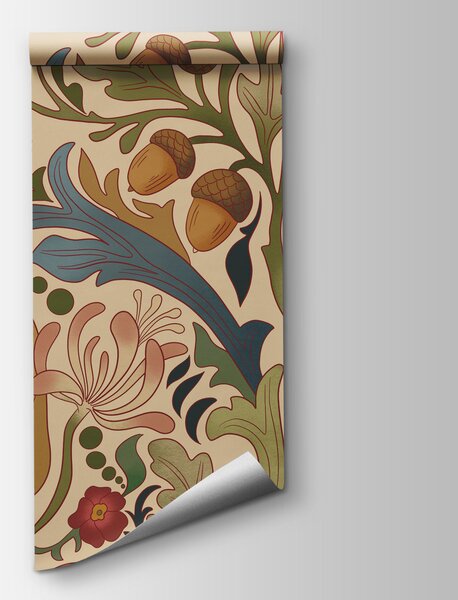 Fotótapéta Színes virágminta bézs alapon, Designer fali fotótapéta, Népszerű fotótapéta, t01107v1 - Tapeko.hu