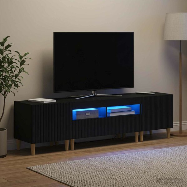 VidaXL 5 darabos LED TV szekrény Fekete Szerelt Fa