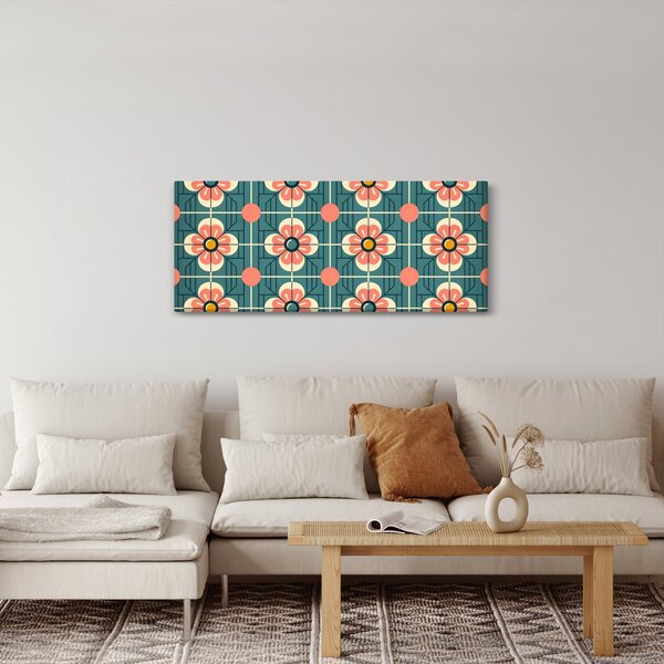 Kép - Retro virágminta (120x50 cm)