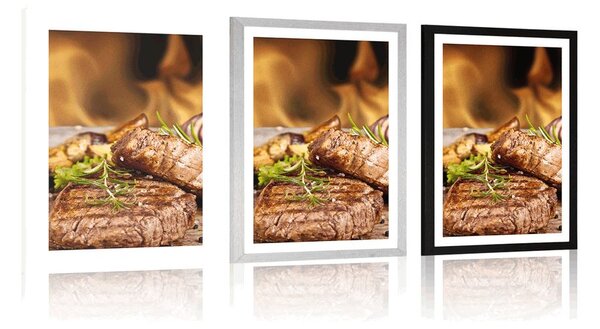 Poszter paszportuval grillezett marha steak