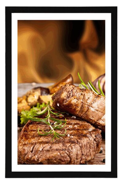 Poszter paszportuval grillezett marha steak