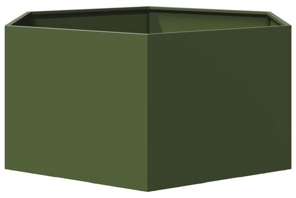 Olívazöld hatszögű acél kerti növénytartó 104 x 90 x 45 cm