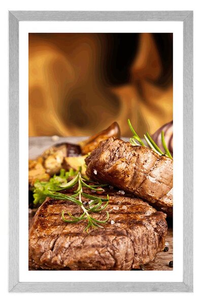 Poszter paszportuval grillezett marha steak
