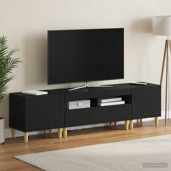 VidaXL 5 darabos LED TV szekrény Fekete Szerelt Fa