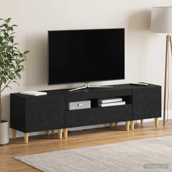 VidaXL 5 darabos LED TV szekrény Fekete Szerelt Fa