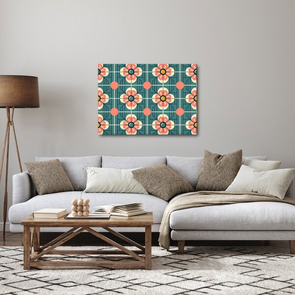 Kép - Retro virágminta (70x50 cm)