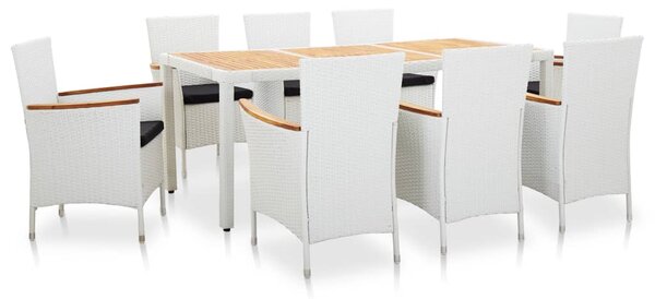 9 részes fehér kültéri polyrattan étkezőgarnitúra (45980)