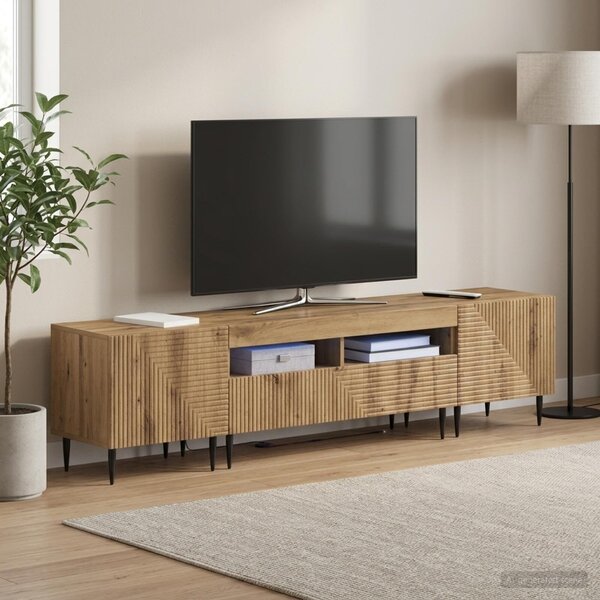 VidaXL 3 darabos LED TV szekrény Kézműves Tölgy Szerelt Fa