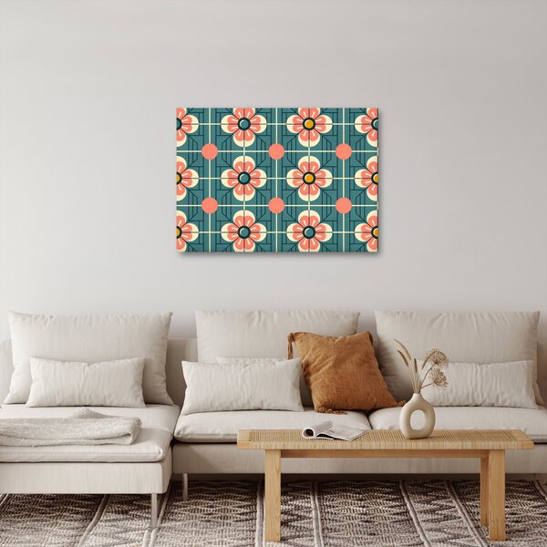 Kép - Retro virágminta (70x50 cm)