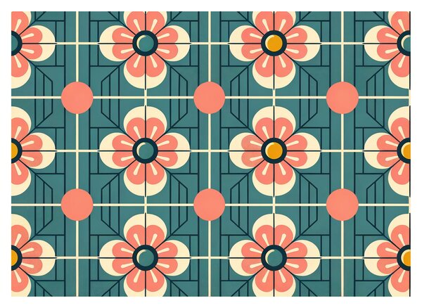 Kép - Retro virágminta (70x50 cm)