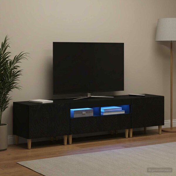 VidaXL 5 darabos LED TV szekrény Fekete Szerelt Fa