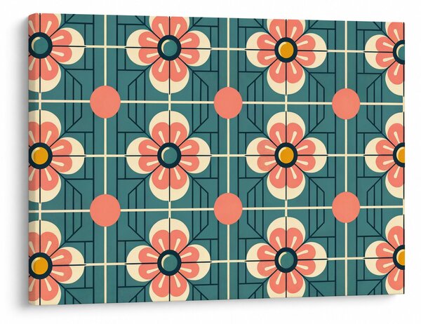 Kép - Retro virágminta (70x50 cm)