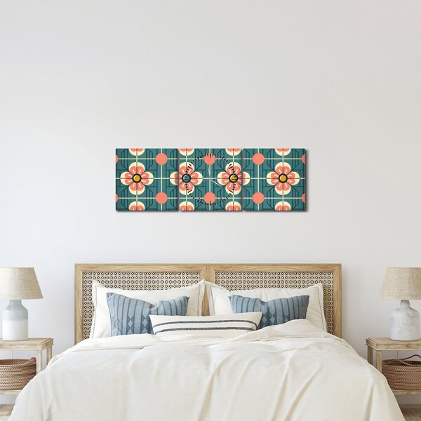 Kép - Retro virágminta (órával) (90x30 cm)