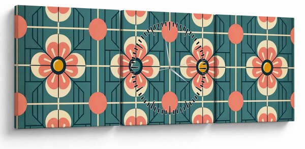 Kép - Retro virágminta (órával) (90x30 cm)