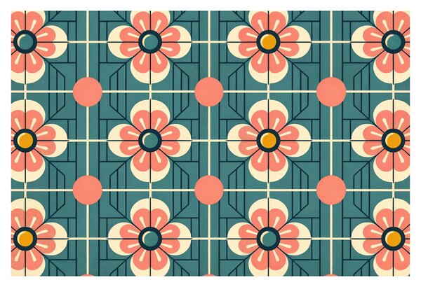 Kép - Retro virágminta (90x60 cm)