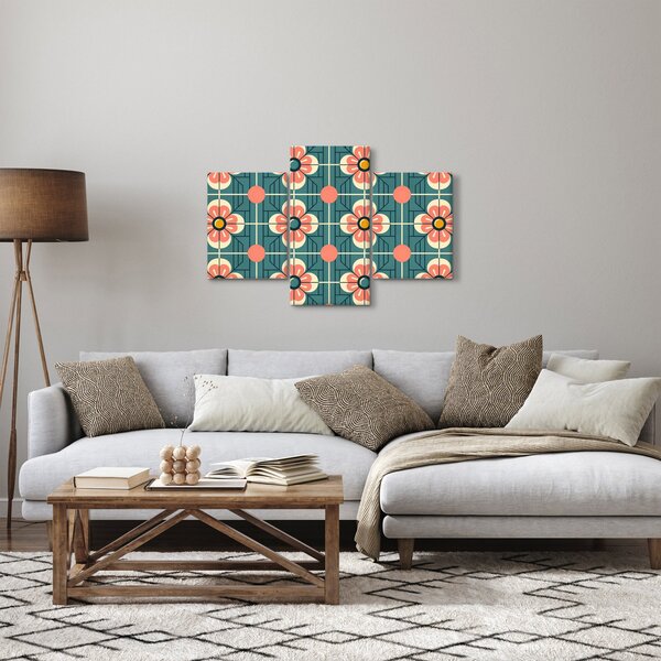 Kép - Retro virágminta (90x60 cm)