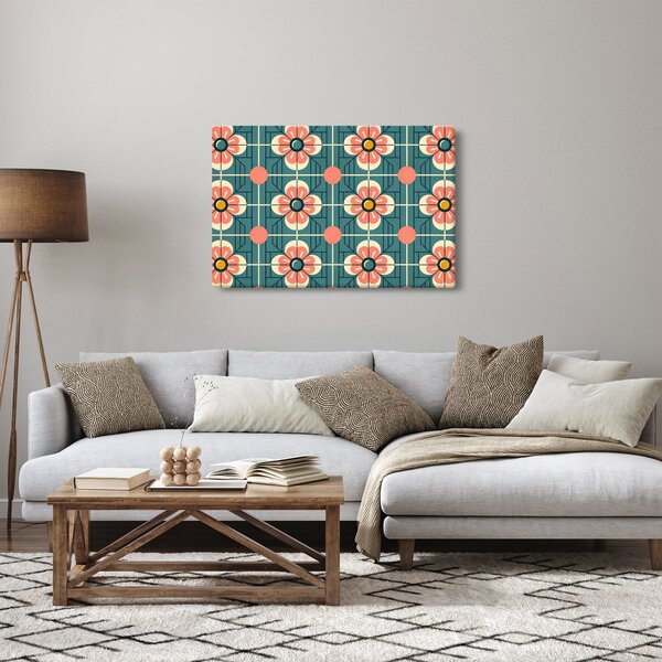 Kép - Retro virágminta (90x60 cm)