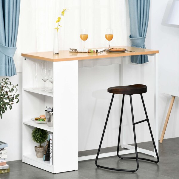 Bárasztal, Homcom, MDF/acél, 3 polc, 115 x 55 x 100 cm, fehér