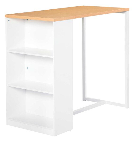 Bárasztal, Homcom, MDF/acél, 3 polc, 115 x 55 x 100 cm, fehér