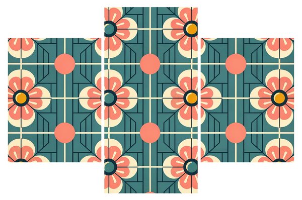 Kép - Retro virágminta (90x60 cm)