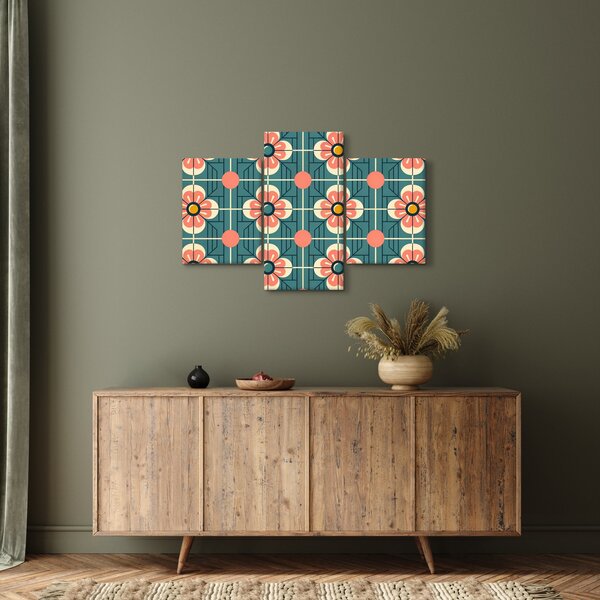Kép - Retro virágminta (90x60 cm)