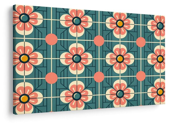 Kép - Retro virágminta (90x60 cm)