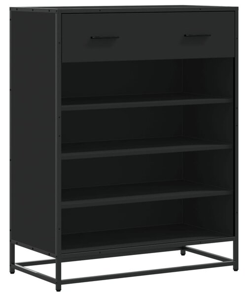 Fekete szerelt fa és fém cipőszekrény 75 x 38 x 97,5 cm