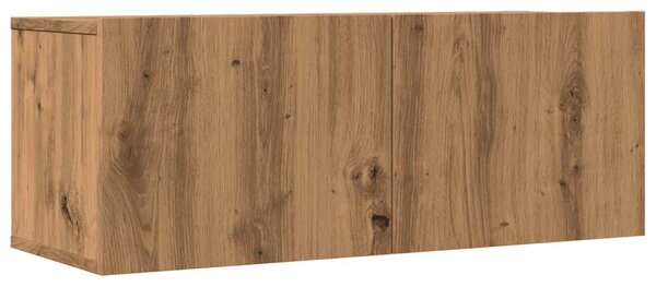 2 db kézműves tölgy falra szerelhető TV-szekrény 80x30x30 cm