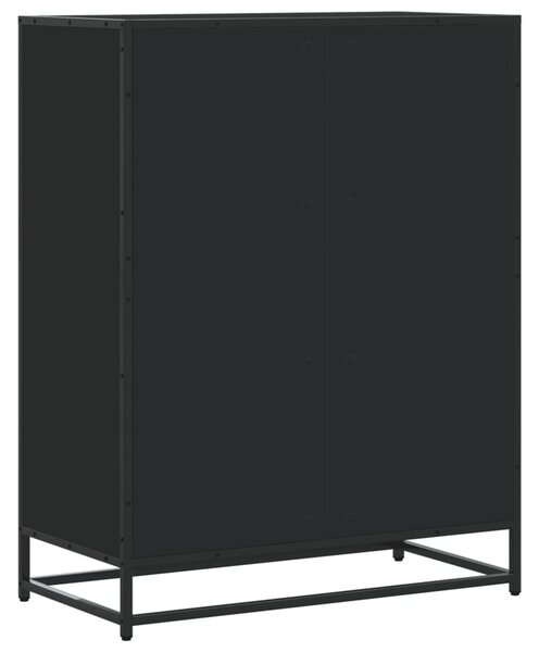 Fekete szerelt fa és fém cipőszekrény 75 x 38 x 97,5 cm