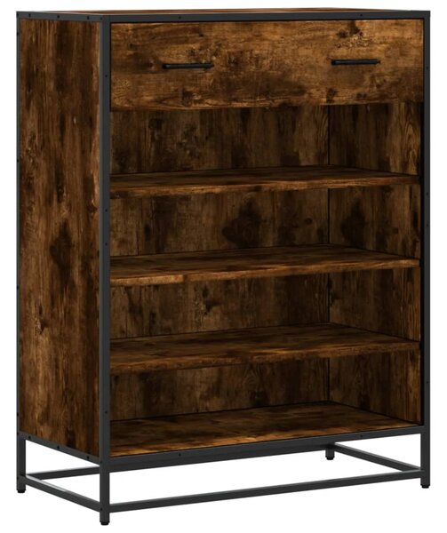 Füstös tölgy színű szerelt fa és fém cipőszekrény 75x38x97,5 cm