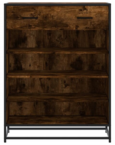 Füstös tölgy színű szerelt fa és fém cipőszekrény 75x38x97,5 cm