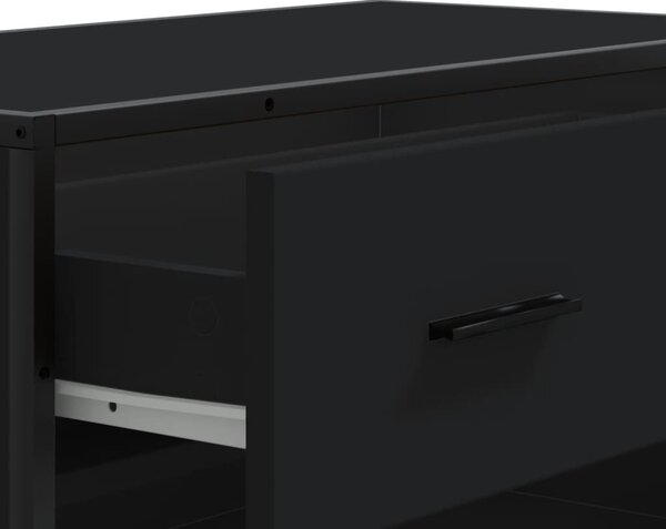 Fekete szerelt fa és fém cipőszekrény 75 x 38 x 97,5 cm