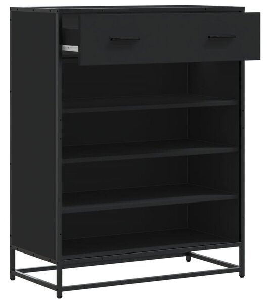 Fekete szerelt fa és fém cipőszekrény 75 x 38 x 97,5 cm
