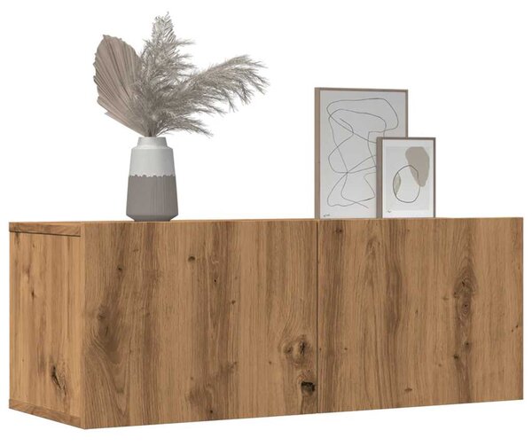 2 db kézműves tölgy falra szerelhető TV-szekrény 80x30x30 cm