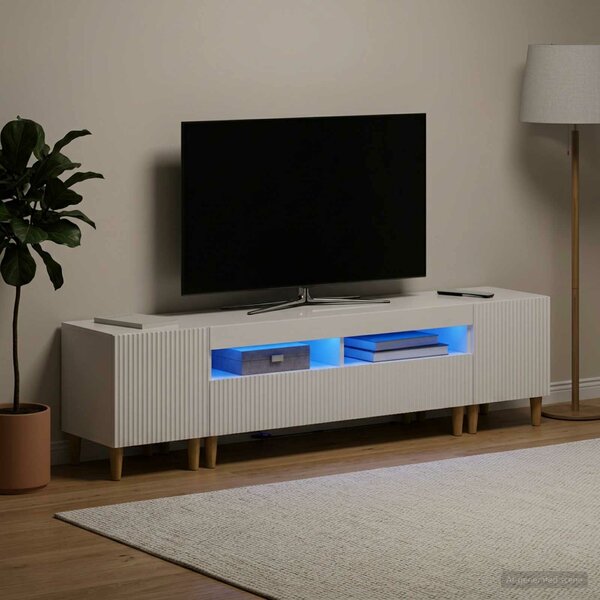 VidaXL 5 darabos LED TV szekrény Magasfényű Fehér Szerelt Fa