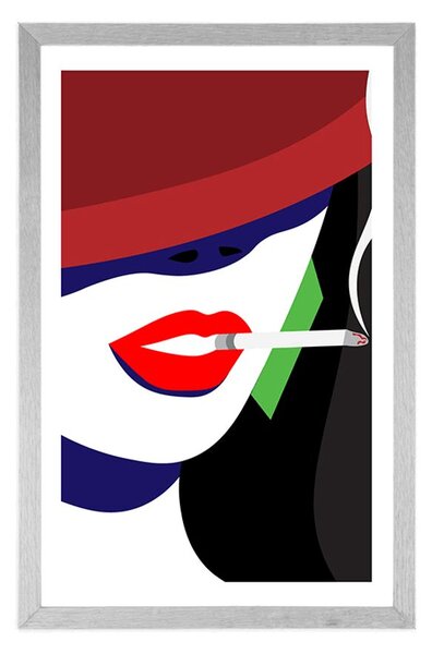 Poszter paszportuval kalapos hölgy pop art stílusban