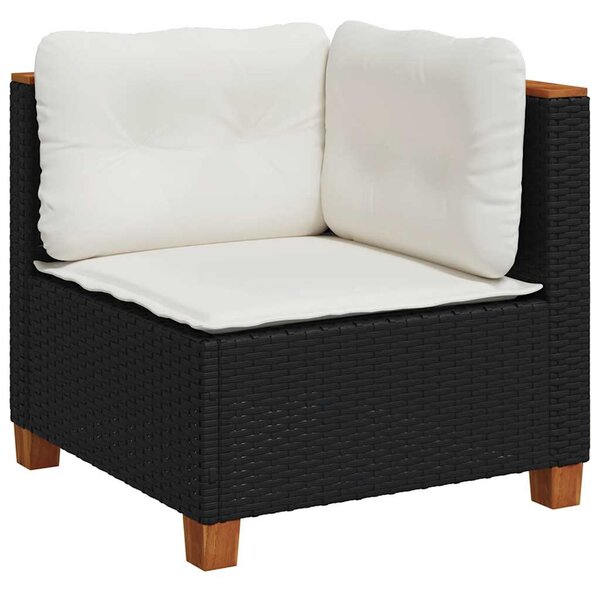 7 részes fekete polyrattan kerti ülőgarnitúra párnával