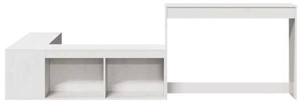 Fehér tömör fenyőfa éjjeliszekrény íróasztallal 232x112x75 cm