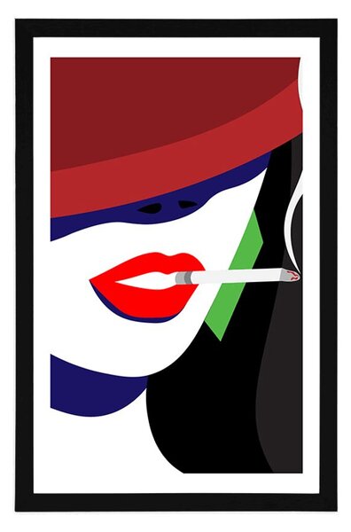 Poszter paszportuval kalapos hölgy pop art stílusban