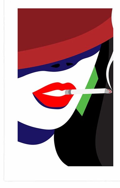 Poszter paszportuval kalapos hölgy pop art stílusban