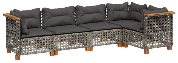 5 részes szürke polyrattan kerti ülőgarnitúra párnákkal