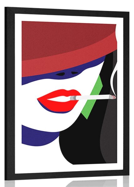 Poszter paszportuval kalapos hölgy pop art stílusban