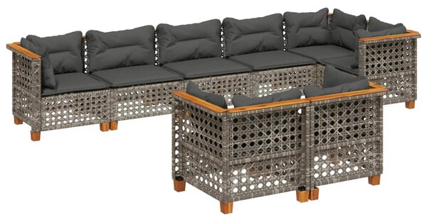 8 részes szürke polyrattan kerti ülőgarnitúra párnákkal