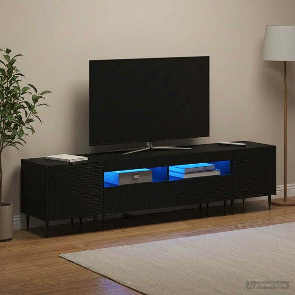 VidaXL 3 darabos LED TV szekrény Fekete Szerelt Fa
