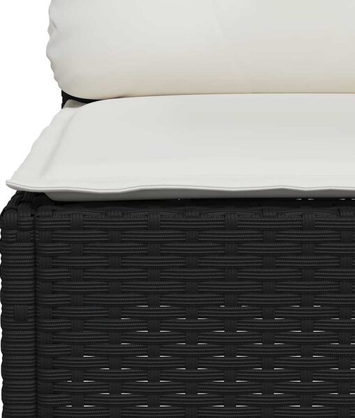 9 részes fekete polyrattan kerti ülőgarnitúra párnákkal