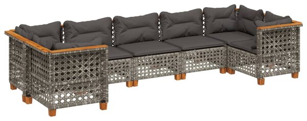 7 részes szürke polyrattan kerti ülőgarnitúra párnákkal